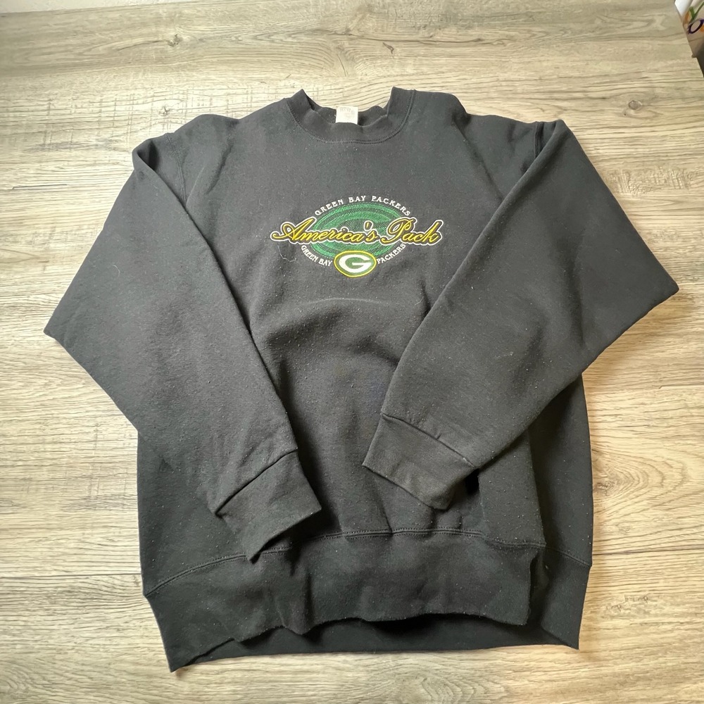 Fruit of the Loom Packers Sweatshirt Mens XL Black Americas Pack Vintage NFL